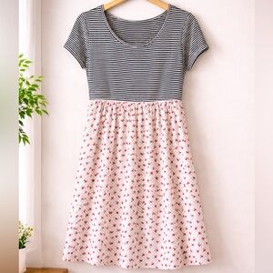 Vintage 90s 2000s Y2K Cherry Girl Striped Dress | Medium |   Dainty Romantic